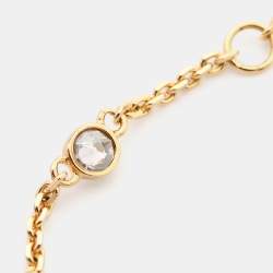 Pre Owned Dior Claire De Lune Crystals Faux Pearls Gold Tone Bracelet