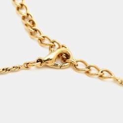 Pre Owned Dior CD Crystals Gold Tone Necklace