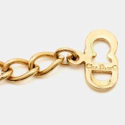 Pre Owned Dior CD Crystals Gold Tone Necklace