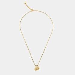Pre Owned Dior CD Crystals Gold Tone Necklace