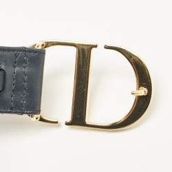 Pre Owned Dior Navy Blue Oblique Canvas 30 Montaigne Buckle Belt 75 CM