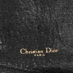 Dior Black Crinkled Leather and Elastic Saddle Belt 90 CM
