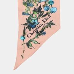 Pre Owned Christian Dior Pink D-Millefiori Mitzah Printed Silk Bandeau Scarf