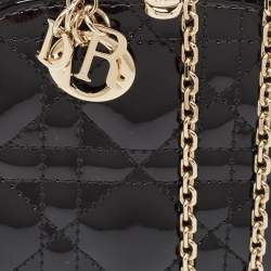 Dior Black Cannage Patent Leather Call'in Chain Phone Holder 