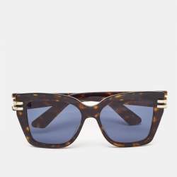 Pre Owned Dior Havana/ Blue CDior S1I Square Sunglasses