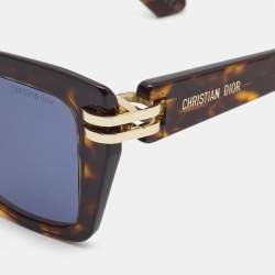 Pre Owned Dior Havana/ Blue CDior S1I Square Sunglasses