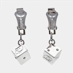 Pre Owned Dior Dice Crystals Silver Tone Earrings