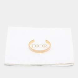 Dior Gold Tone/Light Pink Enamel Open Cuff Bracelet