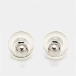 Dior Tribales Clear Resin Silver Tone Stud Earrings