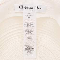 Pre Owned Dior Ivory/Pink Logo Detail Hemp Straw Dioresort Hat Size 58