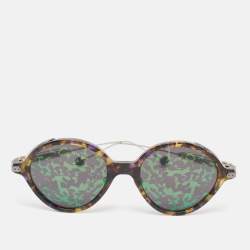 Dior Yellow Havana/Green Mirrored OX8TW Umbrage Round Sunglasses