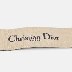 Pre Owned Dior Navy Blue Embroidered Canvas and Leather Buckle Waist Belt 80CM