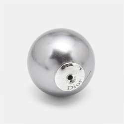 Pre Owned Dior Tribales Grey Faux Pearl Silver Tone Earrings