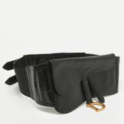 Dior Black Glossy Leather Saddle Wrap Belt