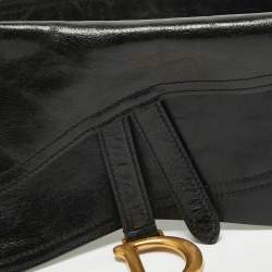 Dior Black Glossy Leather Saddle Wrap Belt