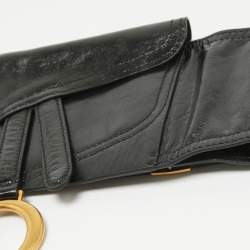 Dior Black Glossy Leather Saddle Wrap Belt