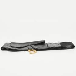 Dior Black Glossy Leather Saddle Wrap Belt
