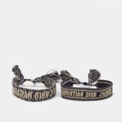 Pre Owned Dior J'Adior Woven Fabric Friendship Bracelet Set of 2