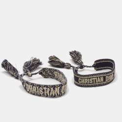 Pre Owned Dior J'Adior Woven Fabric Friendship Bracelet Set of 2