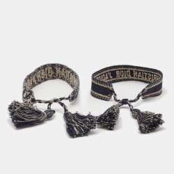 Pre Owned Dior J'Adior Woven Fabric Friendship Bracelet Set of 2