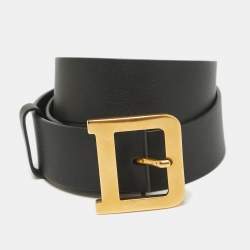 Dior Black Leather Diorquake Buckle Belt 75 CM