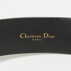 Dior Black Leather Diorquake Buckle Belt 75 CM