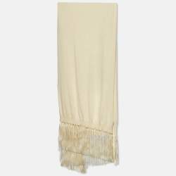 Dior Cream Cashmere Fringed Stole