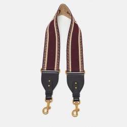 Dior Burgundy Embroidered Canvas and Leather Book Shoulder Strap