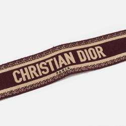 Dior Burgundy Embroidered Canvas and Leather Book Shoulder Strap