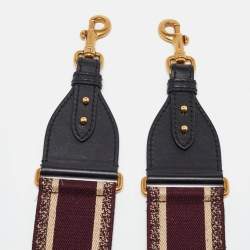 Dior Burgundy Embroidered Canvas and Leather Book Shoulder Strap