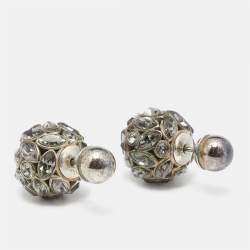 Pre Owned Dior Tribales Crystals Silver Tone Earrings