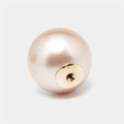 Pre Owned Dior Tribales Faux Pearl Gold Tone Stud Earrings