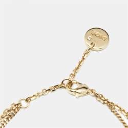 Pre Owned Dior Petit CD Double Chain Crystals Gold Tone Bracelet