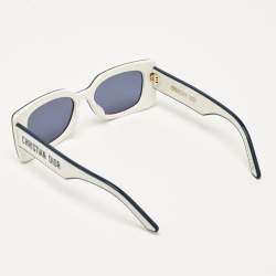 Pre Owned Dior White/Navy Blue DiorPacific S1U Square Sunglasses
