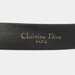 مملوكة مسبقًا Dior Black Leather CD Logo Buckle Belt 80CM