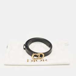 مملوكة مسبقًا Dior Black Leather CD Logo Buckle Belt 80CM