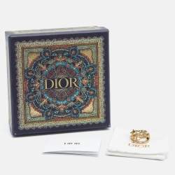 Dior CD Crystals Gold Tone Logo Triple Ring Size 54