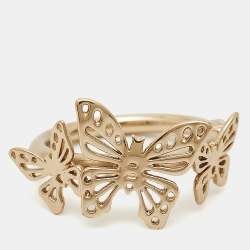 Pre Owned Dior Butterfly Gold Tone Ring Size 52