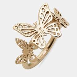 Pre Owned Dior Butterfly Gold Tone Ring Size 52