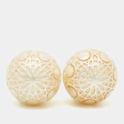 Pre Owned Dior Tribales Secret Cannage Faux Pearls Gold Tone Metal Earrings