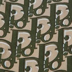 Pre Owned Dior Green/Beige Oblique Silk Mitzah Scarf