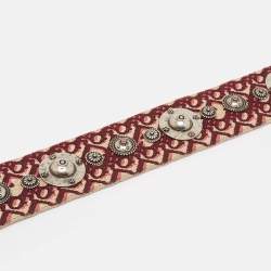 Dior Burgundy Canvas and Leather Studded Saddle Shoulder Bag Strap