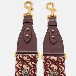 Dior Burgundy Canvas and Leather Studded Saddle Shoulder Bag Strap