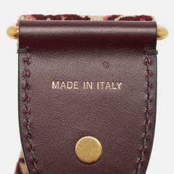 Dior Burgundy Canvas and Leather Studded Saddle Shoulder Bag Strap