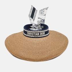 Dior Brown Straw Dioriviera D-Ocean Visor with Silk Mitzah