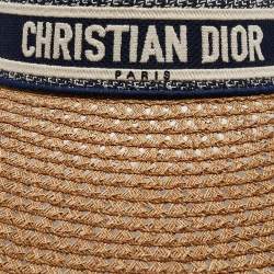 Dior Brown Straw Dioriviera D-Ocean Visor with Silk Mitzah
