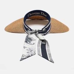 Dior Brown Straw Dioriviera D-Ocean Visor with Silk Mitzah