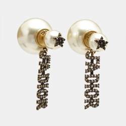 Pre Owned Dior  J'Adior Tribales Faux Pearl Crystal Drop Earrings