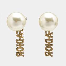 Pre Owned Dior  J'Adior Tribales Faux Pearl Crystal Drop Earrings