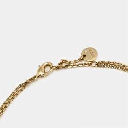 Pre Owned Dior Petit CD Crystals Gold Tone Double Strand Necklace